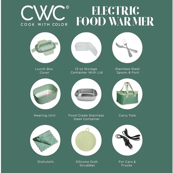 CWC Electric Food Warmer in Green - Picture 9 of 9